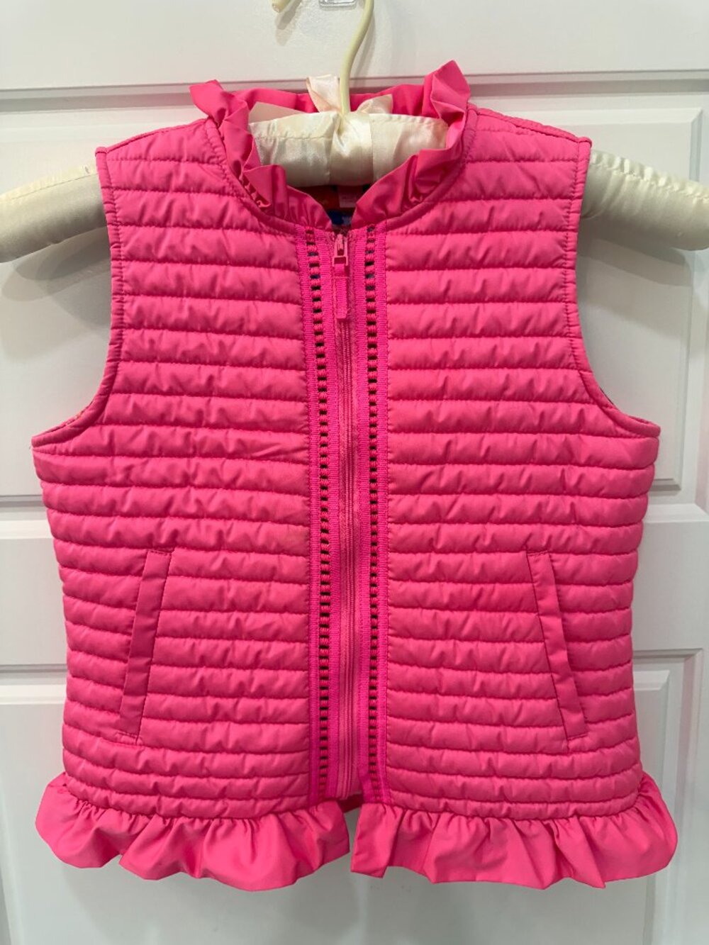 Lilly Pulitzer Girls' Quilted Puffer Vest, Color: Bright Pink, Size: L (8-10)